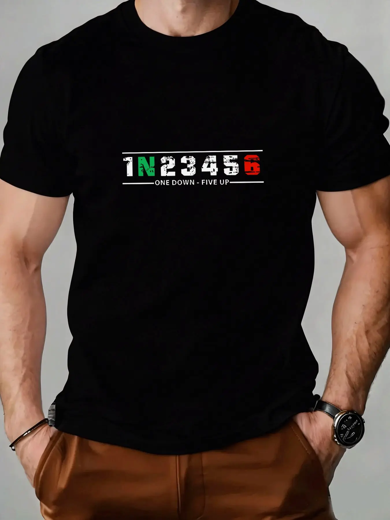 Motorcycle Gear Up Down - T-shirt graphique pour homme 1N23456 One