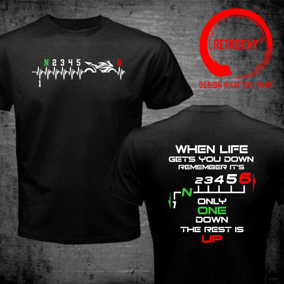 Motorcycle Gear Up Down - T-shirt de motard pour homme, design