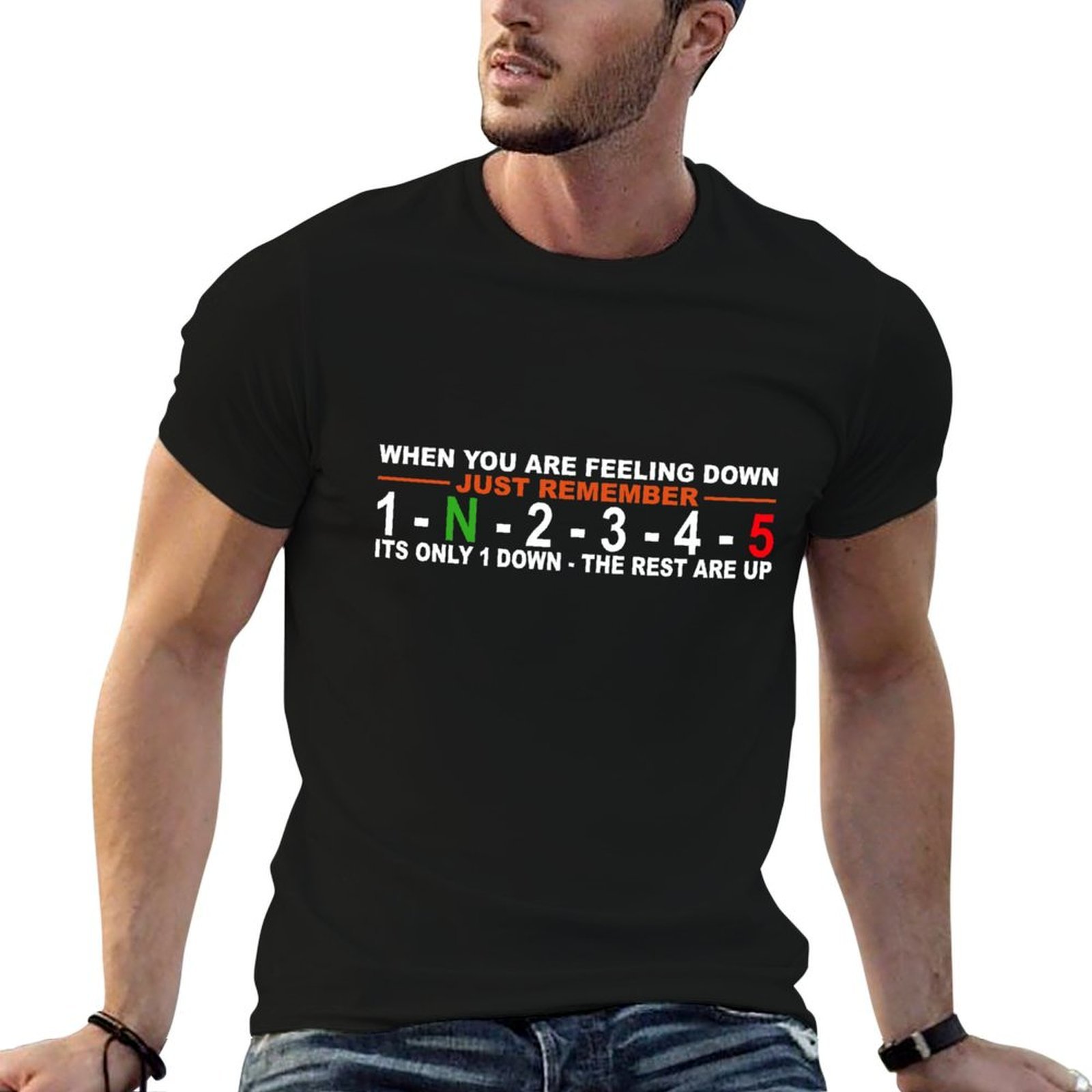 Motorcycle Gear Up Down - T-shirt personnalisé en coton pour hommes,