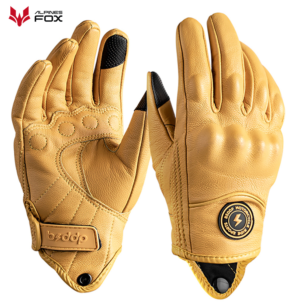 Motorcycle Gear Fox - Gants de Moto en cuir rétro